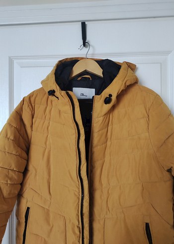 Sarı Kapüşonlu Fermuarlı Erkek Mont - Görsel 3