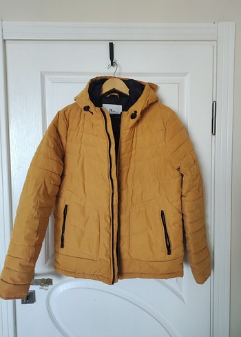 Sarı Kapüşonlu Fermuarlı Erkek Mont - Görsel 9