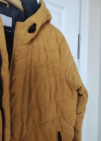 Sarı Kapüşonlu Fermuarlı Erkek Mont - Görsel 8