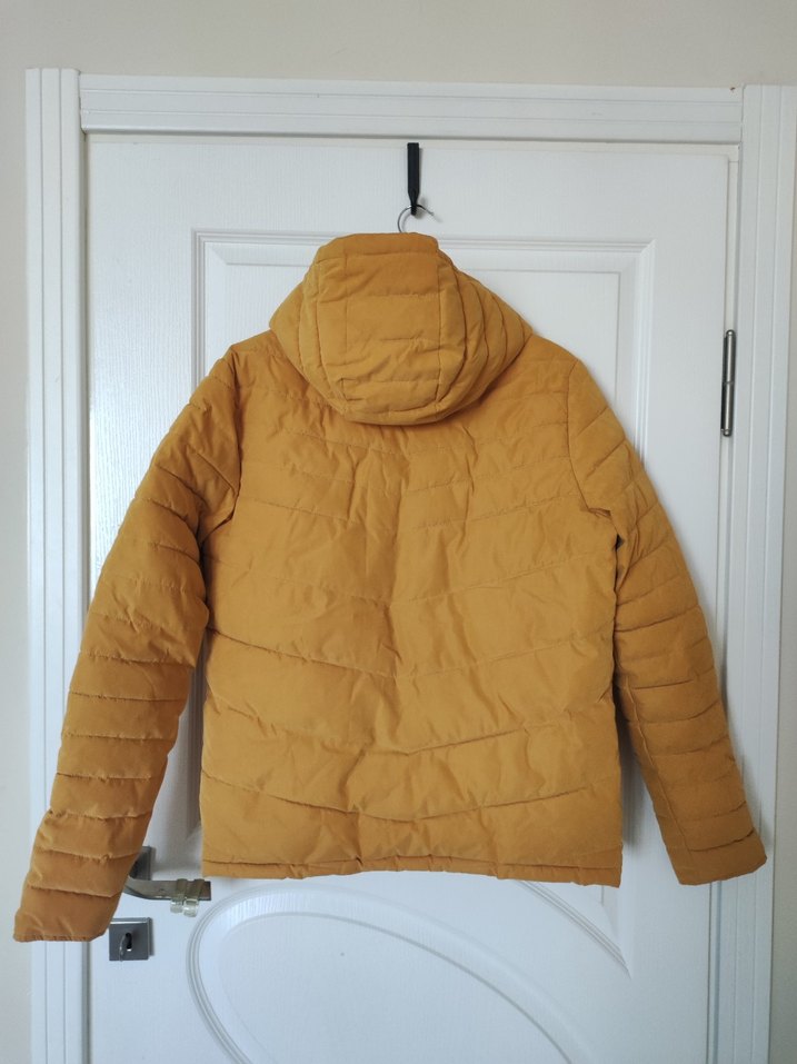 Sarı Kapüşonlu Fermuarlı Erkek Mont - Görsel 5