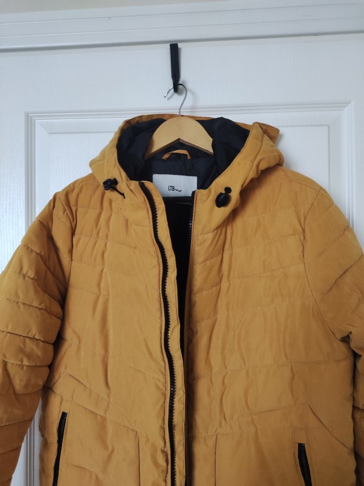 Sarı Kapüşonlu Fermuarlı Erkek Mont - Görsel 3