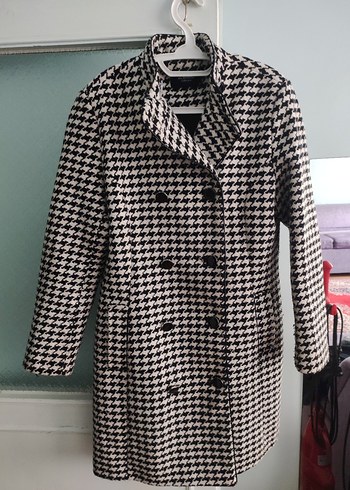 Düğmeli kazayağı desen Kadın Kaban - Görsel 5