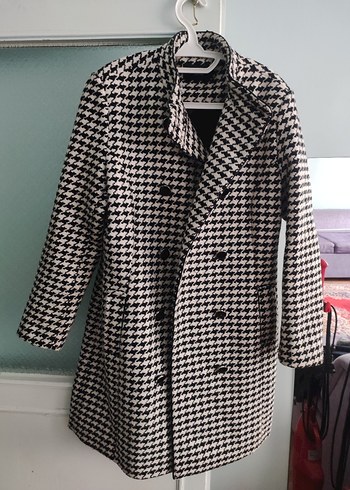 Düğmeli kazayağı desen Kadın Kaban - Görsel 4