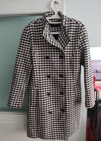 Düğmeli kazayağı desen Kadın Kaban - Görsel 3