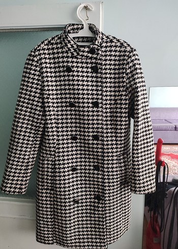 Düğmeli kazayağı desen Kadın Kaban - Görsel 10