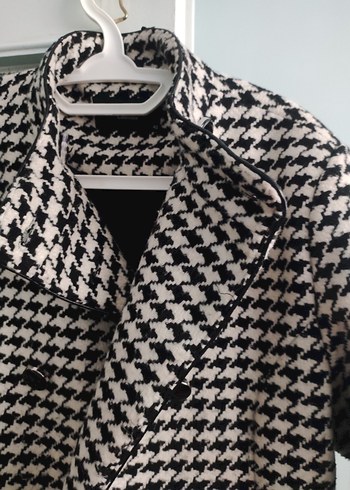 Düğmeli kazayağı desen Kadın Kaban - Görsel 11