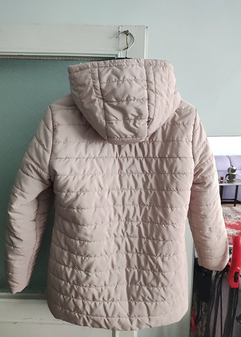 Bej Kadın Midi Kısa Kapüşonlu Kışlık Mont - Görsel 4