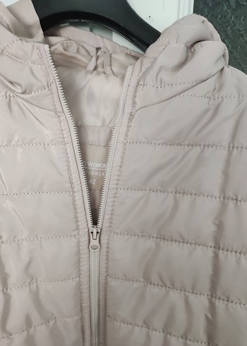 Bej Kadın Midi Kısa Kapüşonlu Kışlık Mont - Görsel 6