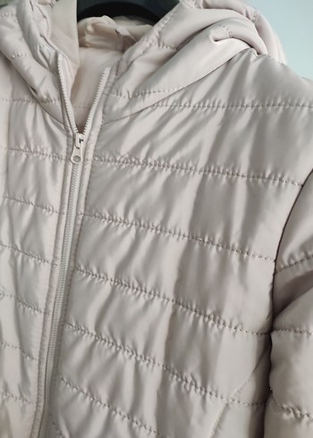 Bej Kadın Midi Kısa Kapüşonlu Kışlık Mont - Görsel 5