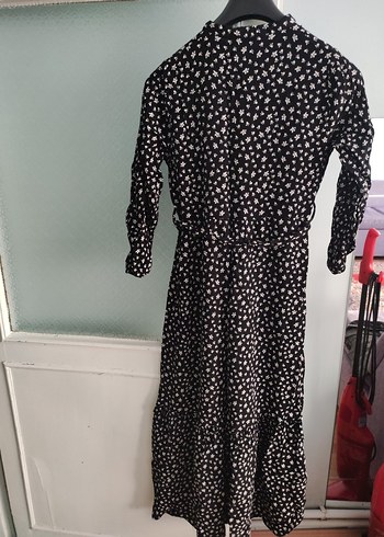 Uzun Siyah Desenli Bohem Elbise - Görsel 6