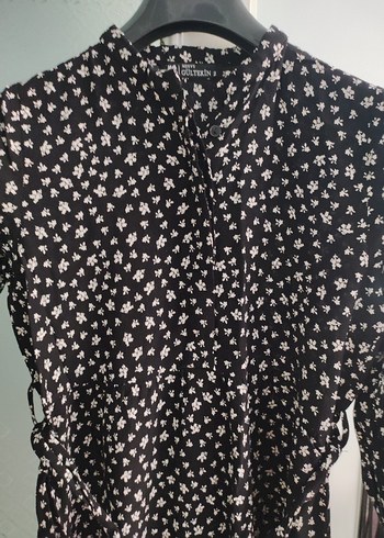 Uzun Siyah Desenli Bohem Elbise - Görsel 3