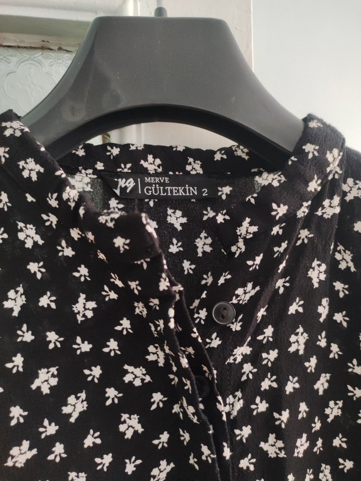 Uzun Siyah Desenli Bohem Elbise - Görsel 2