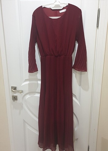 Bordo renkli şifon elbise.. - Görsel 5