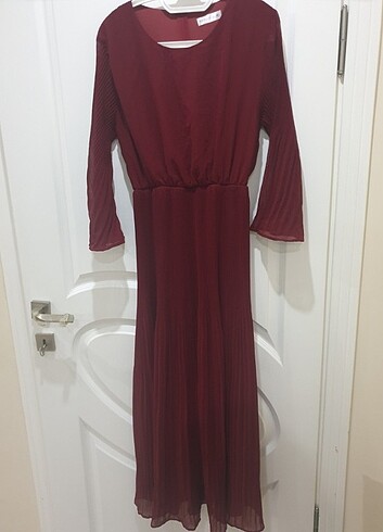Bordo renkli şifon elbise.. - Görsel 6