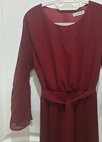 Bordo renkli şifon elbise.. - Görsel 7