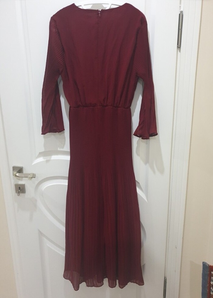 Bordo renkli şifon elbise.. - Görsel 2