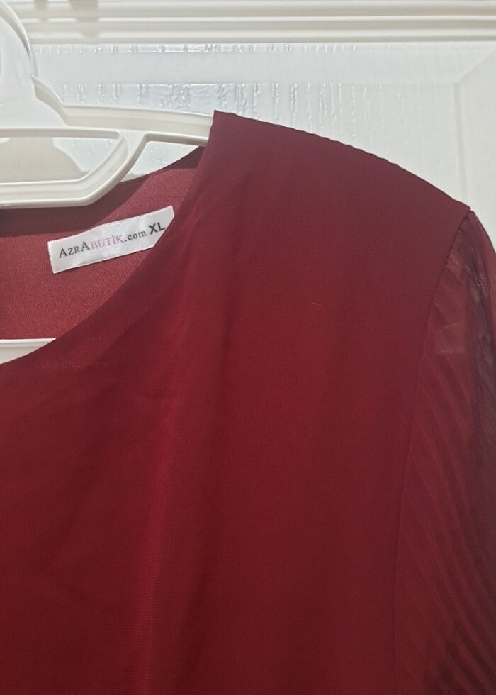 Bordo renkli şifon elbise.. - Görsel 4