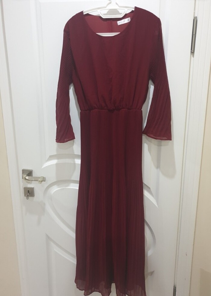 Bordo renkli şifon elbise.. - Görsel 5
