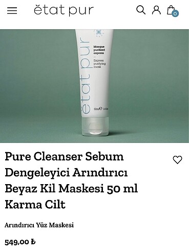 Beden Renk Etat pur yüz maskesi