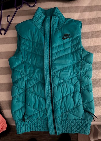 Mavi Parlak Kadın Şişme Yelek Nike - Görsel 5