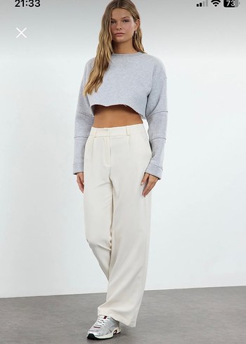Zara Beyaz Midi Kumaş Pantolon