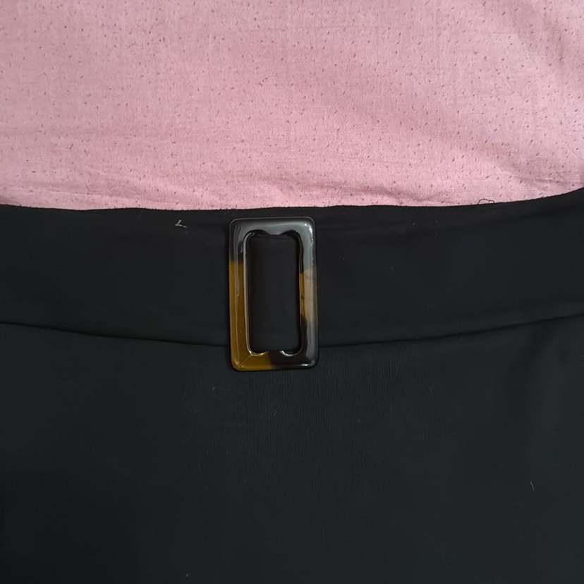 Kadın Siyah Kemerli Mini Etek - Görsel 2