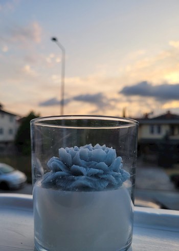Mavi Çiçekli kokulu dekoratif mum