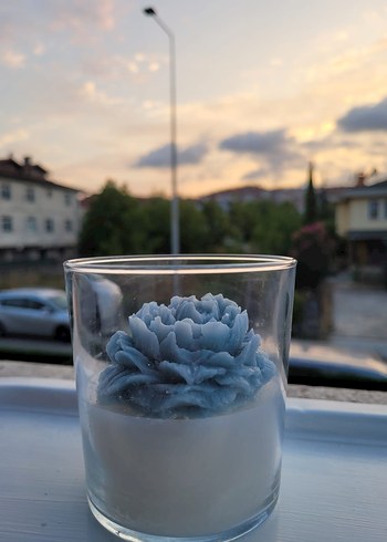 Diğer Mavi Çiçekli kokulu dekoratif mum