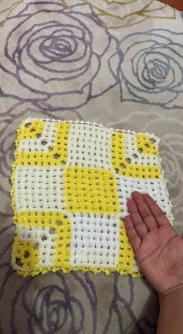 El Örgüsü Sarı Beyaz Banyo Süngeri - Görsel 3