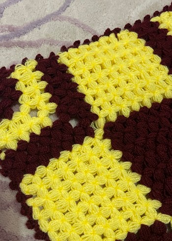 Sarı ve Koyu Renkli Örgü Banyo Süngeri - Görsel 2