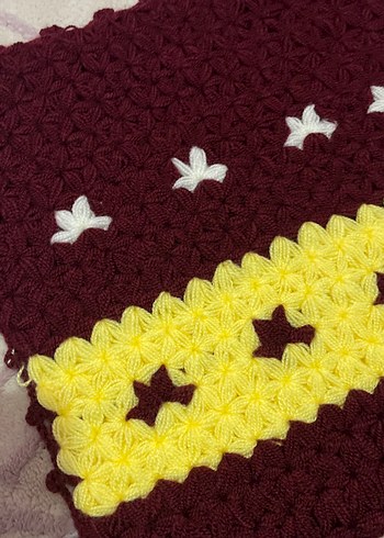 Bordo ve Sarı El Örgüsü Banyo Süngeri - Görsel 2