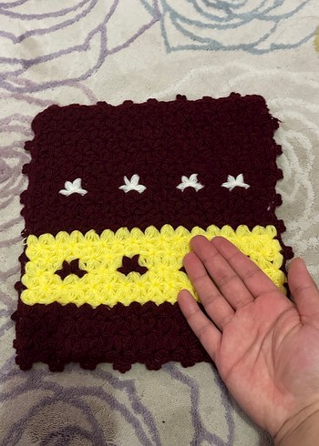 Bordo ve Sarı El Örgüsü Banyo Süngeri - Görsel 3