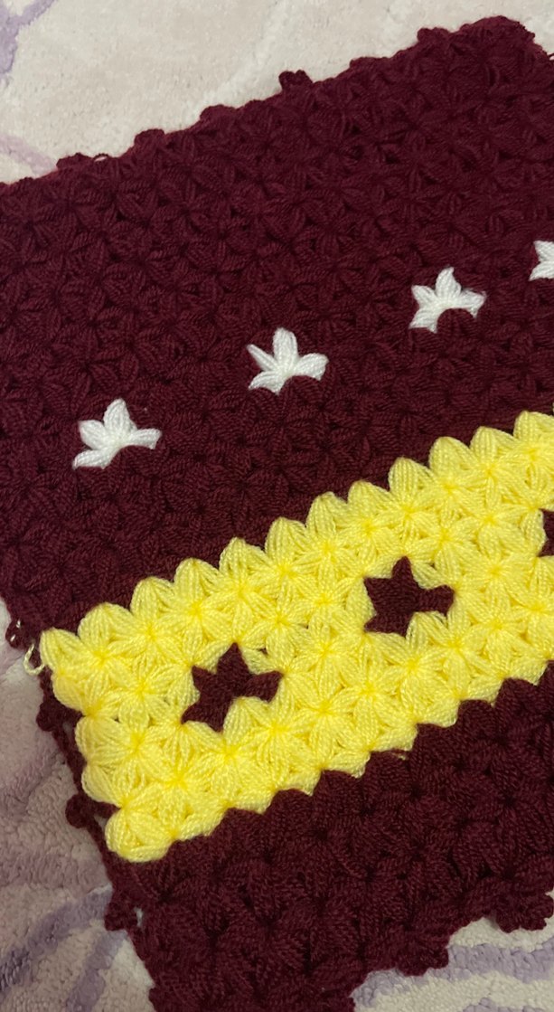 Bordo ve Sarı El Örgüsü Banyo Süngeri - Görsel 2