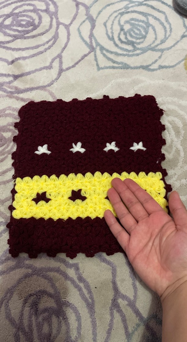 Bordo ve Sarı El Örgüsü Banyo Süngeri - Görsel 3