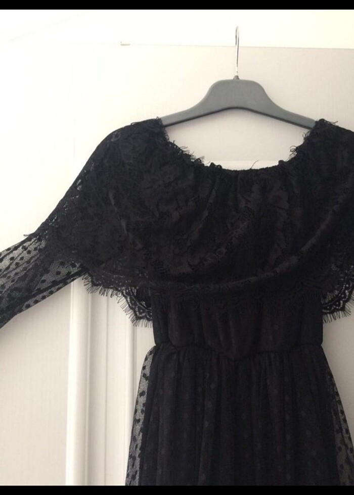 Siyah tül elbise - Görsel 2