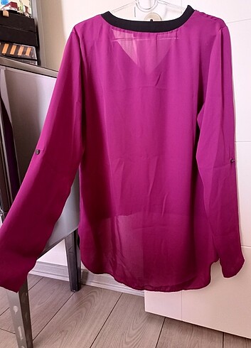 Fuşya şifon bluz - Görsel 5