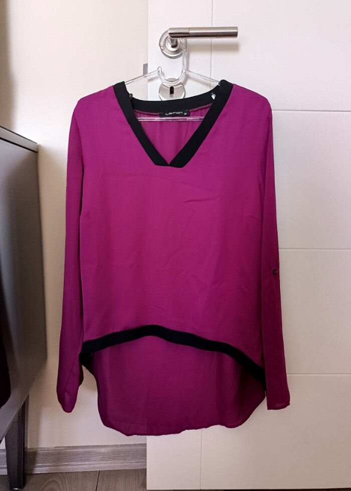 Fuşya şifon bluz - Görsel 3