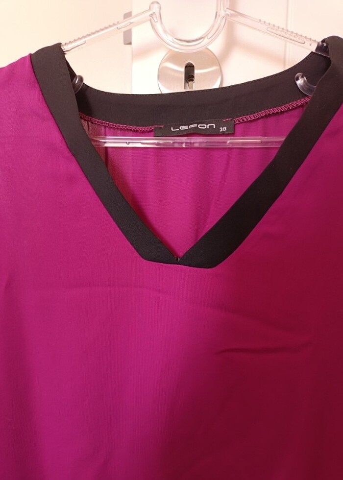 Fuşya şifon bluz - Görsel 4