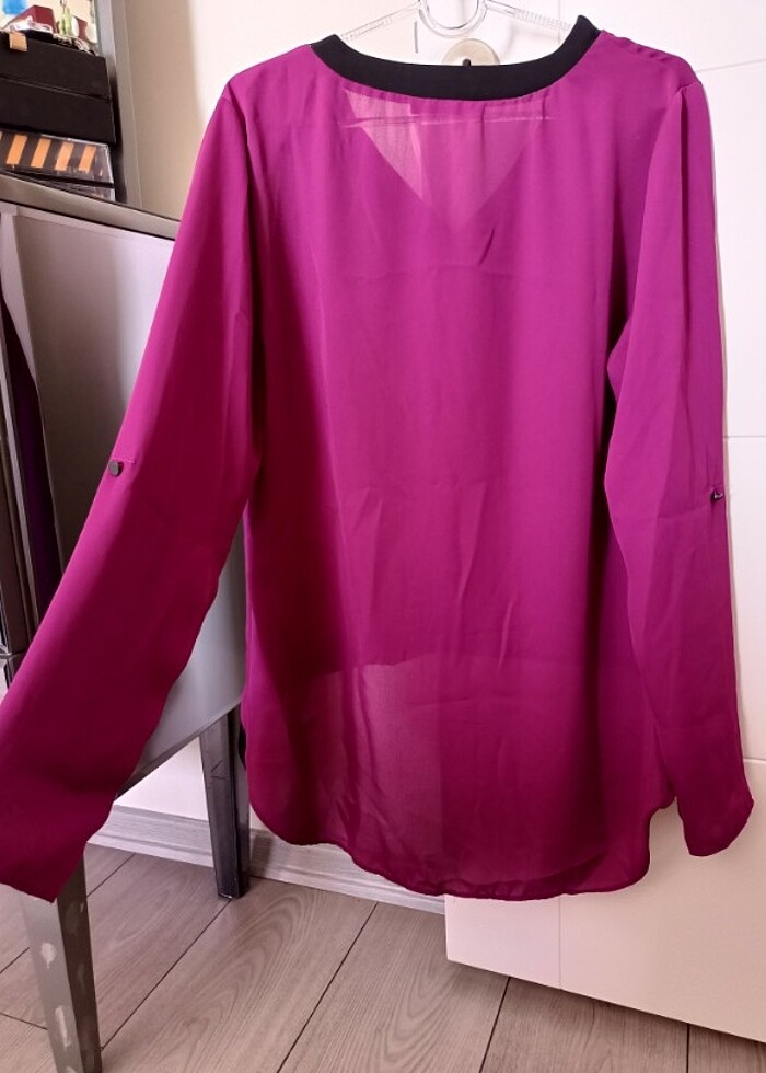 Fuşya şifon bluz - Görsel 5