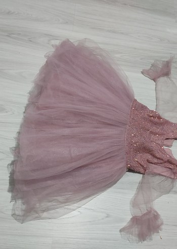 Kız Çocuk Pembe Straplez Fırfırlı Elbise