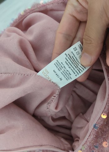 9 Yaş Beden pembe Renk Kız Çocuk Pembe Straplez Fırfırlı Elbise