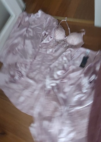 Diğer Pembe Saten Bohem Kadın Pijama Takımı