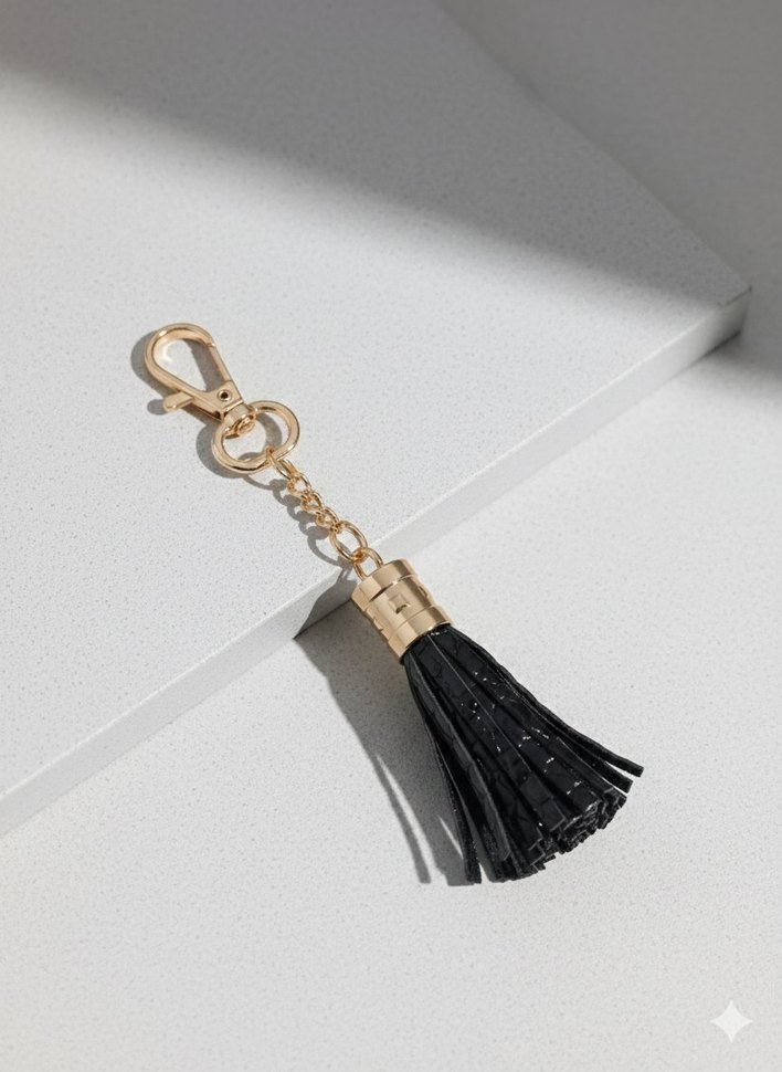 Siyah Püsküllü Şık Anahtarlık - Görsel 3