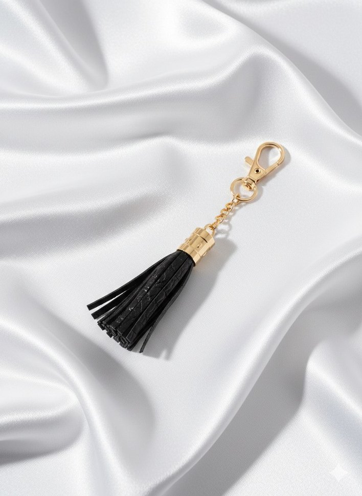 Siyah Püsküllü Şık Anahtarlık - Görsel 2