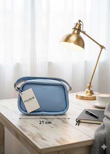 Mavi Deri Kadın Çapraz Çanta - Görsel 2