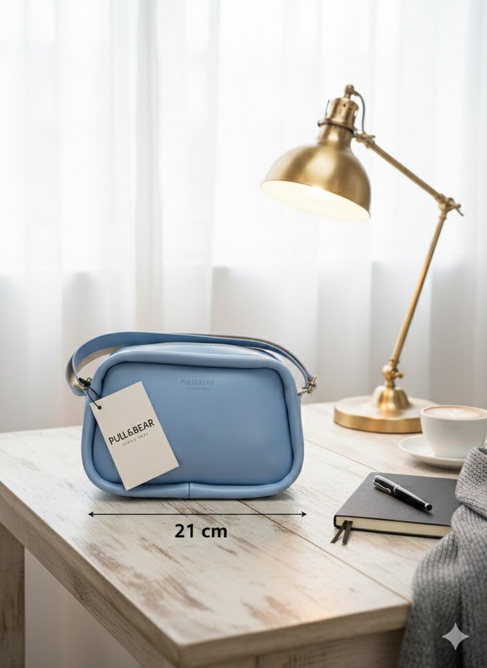 Mavi Deri Kadın Çapraz Çanta - Görsel 2