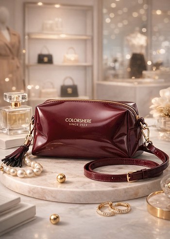 Bordo Parlak Deri Püsküllü Kadın Çanta - Görsel 2