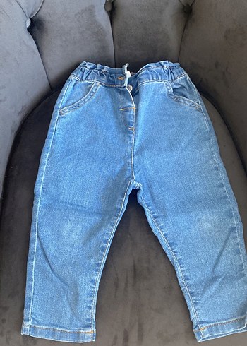 Kız Çocuk Mavi Bol Kesim Denim Pantolon