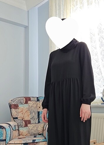 38 Beden siyah Renk Siyah Günlük Elbise/ Siyah Ferace