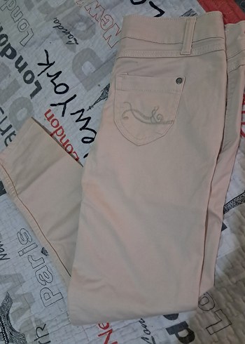 Düğmeli Bej Kadın Kumaş Pantolon - Görsel 3